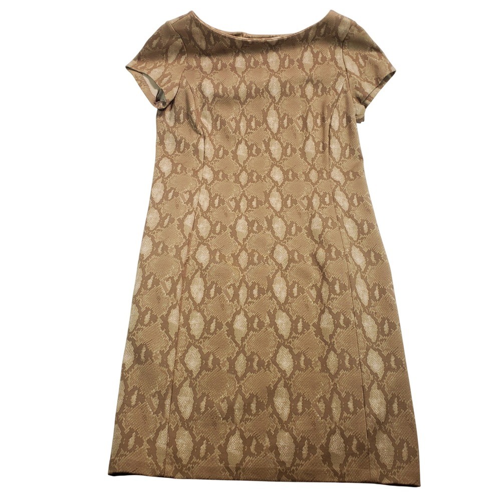 Lauren Ralph Lauren Snake Print Sheath‎ Dress Short Sleeve PS Brown Tan